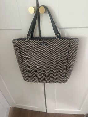 kate spade Black and Cream Herringbone Tote
